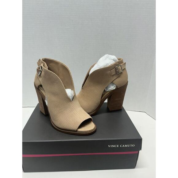 Vince Camuto Suede Front V-Cut Peep Toe Booties Kalei Morocco Sz 8 - Picture 4 of 8